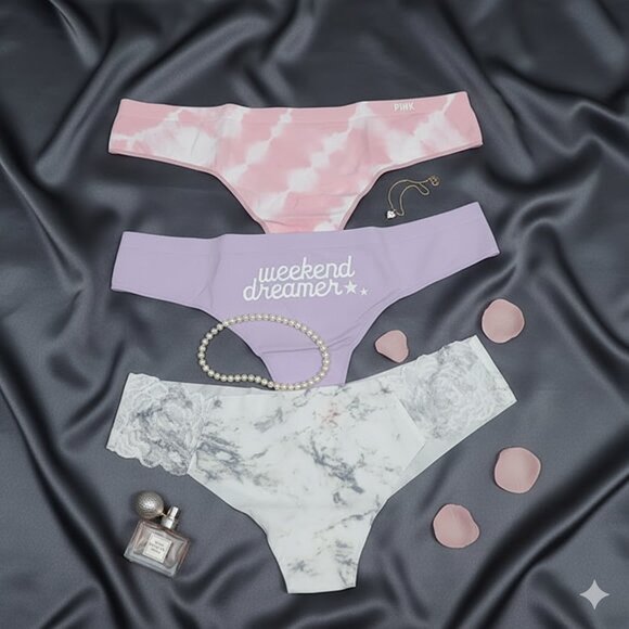 VS PINK New Set of 3 Thong Panties - Picture 1 of 8